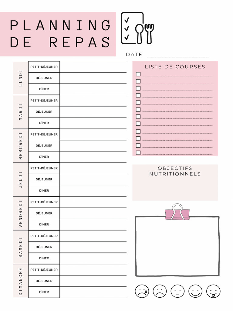 Planning Repas A4 | PDF