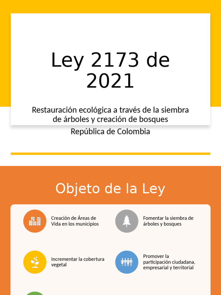Ley 2173 de 2021: Restauración Ecológica | PDF