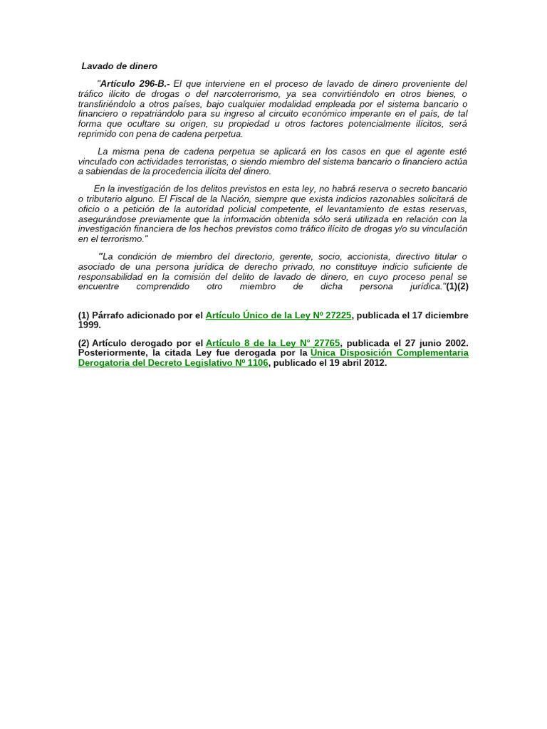 Ley sobre Lavado de Dinero y Sanciones | PDF
