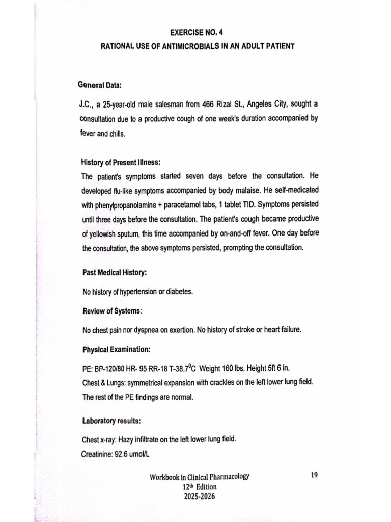 Clinical Pharmacology Workbook Exercise 4 | PDF
