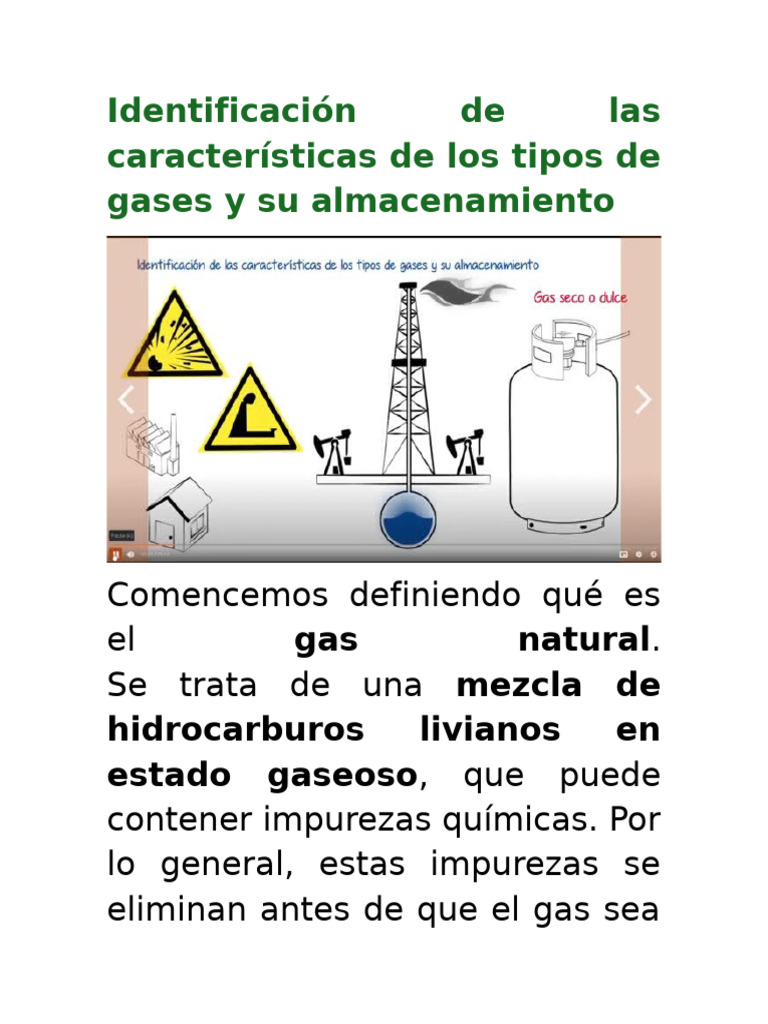 Características y almacenamiento de gases | PDF | Gas de petróleo ...
