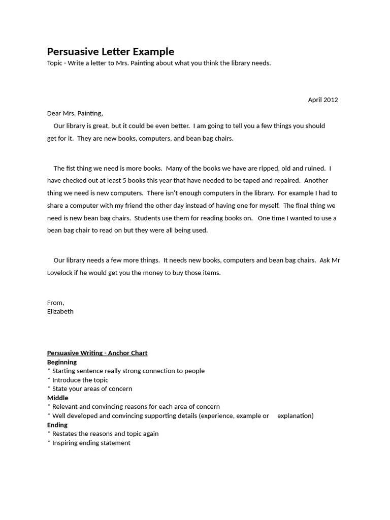 Persuasive Letter to Improve Library | PDF