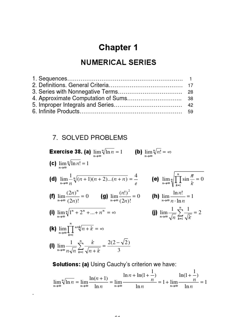 Convergence of Numerical Series | PDF | Series (Mathematics ...