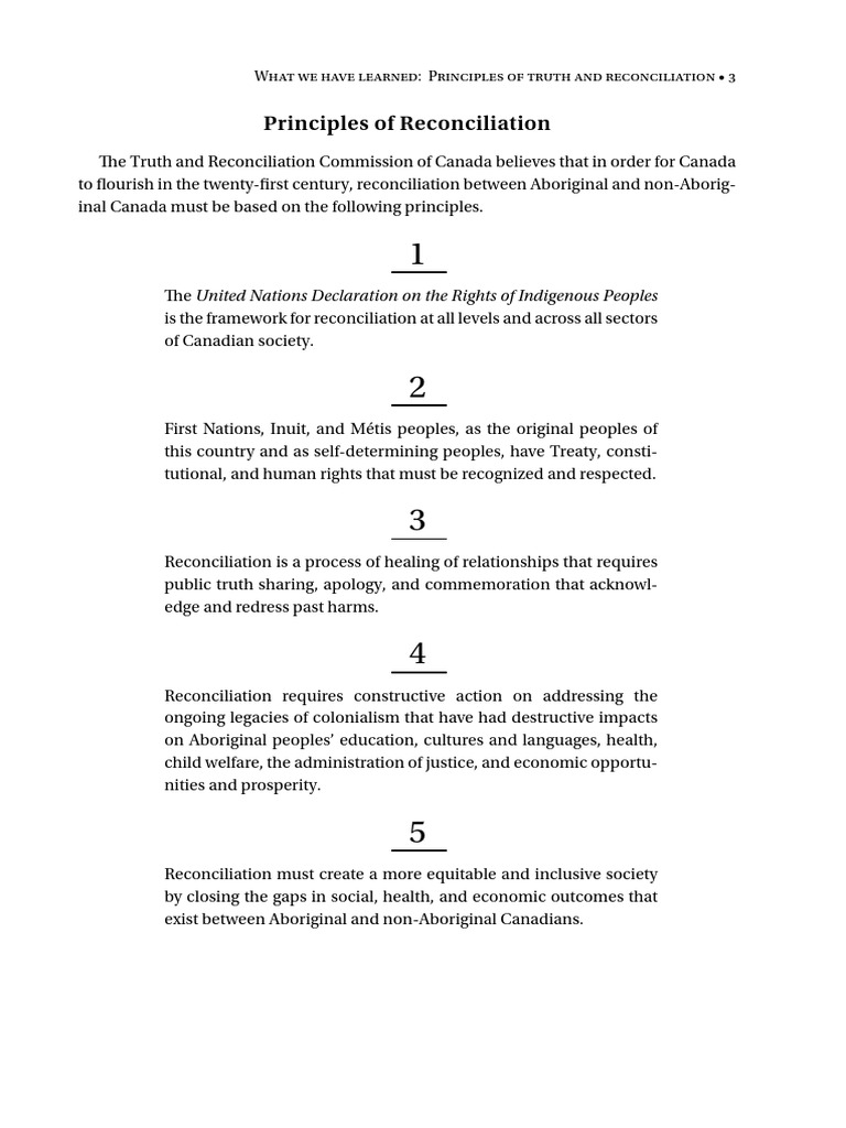 Principles of Truth and Reconciliation | PDF | Indigenous Peoples