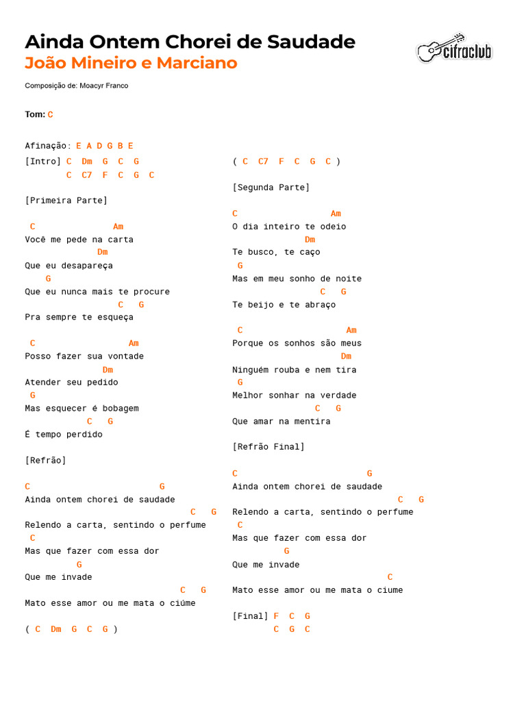 Ainda Ontem Chorei de Saudade | PDF