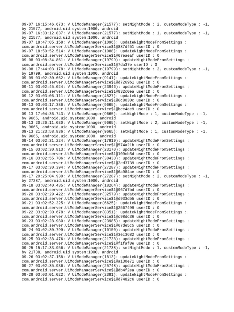 Android Night Mode Logs Analysis | PDF