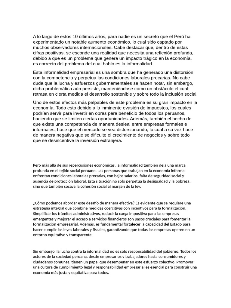 Impacto de la Informalidad en Perú | PDF | Perú | Desarrollo sostenible
