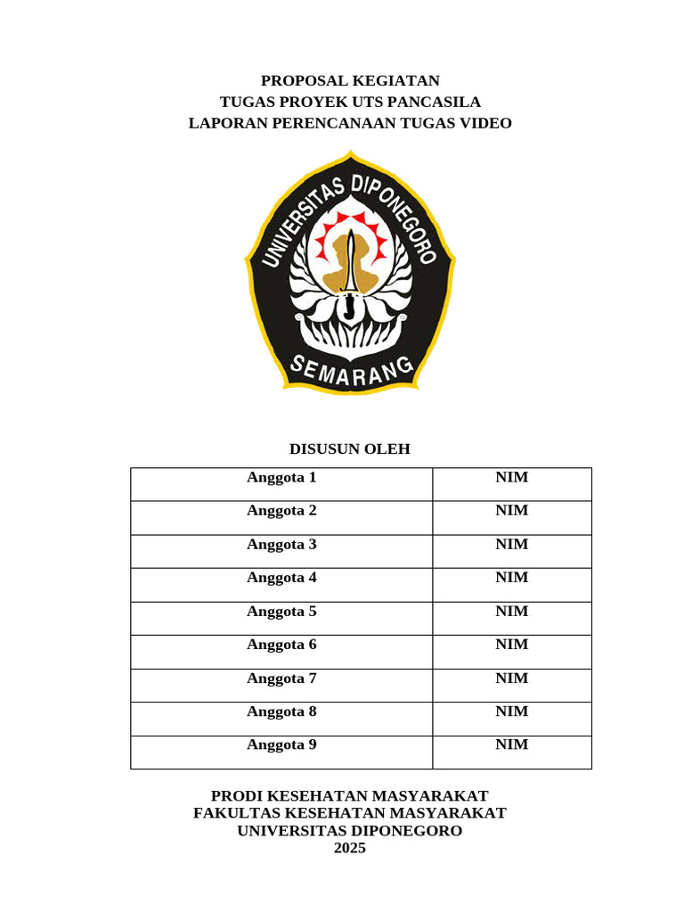 Template Proposal UTS Pancasila | PDF