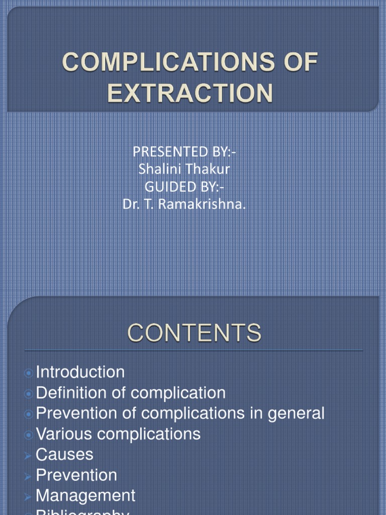 Complications of Extraction Medicine Medical Specialties