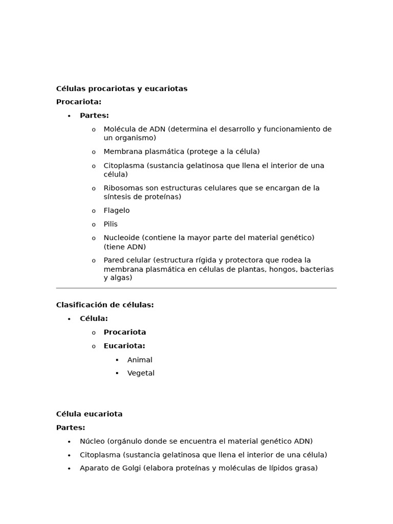 Células Procariotas y Eucariotas | PDF | Citoplasma | Retículo endoplásmico