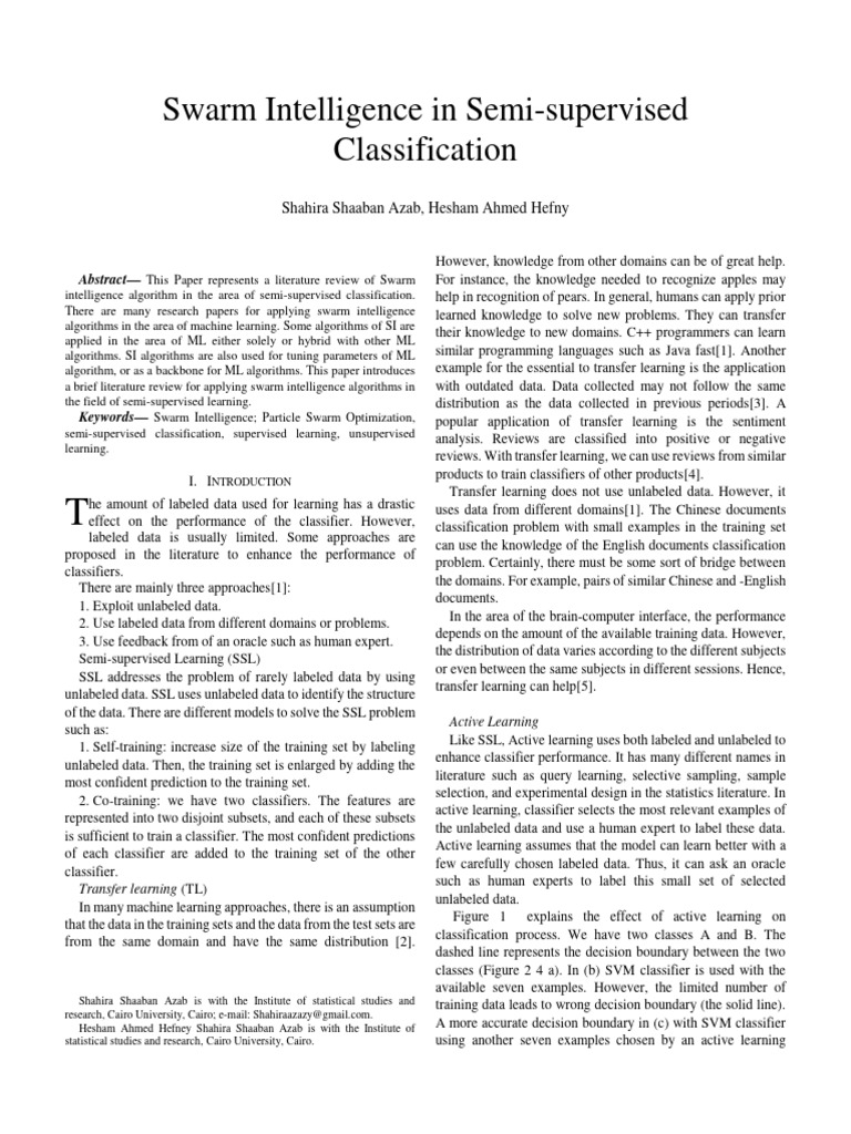 Swarm Intelligence in Semi Supervised CL | PDF | Machine Learning ...