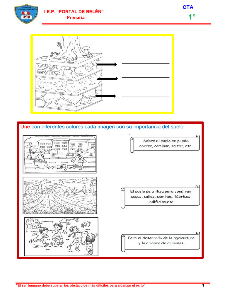 Sesión de Ciencia y Ambiente - El Suelo - 1º Grado | PDF