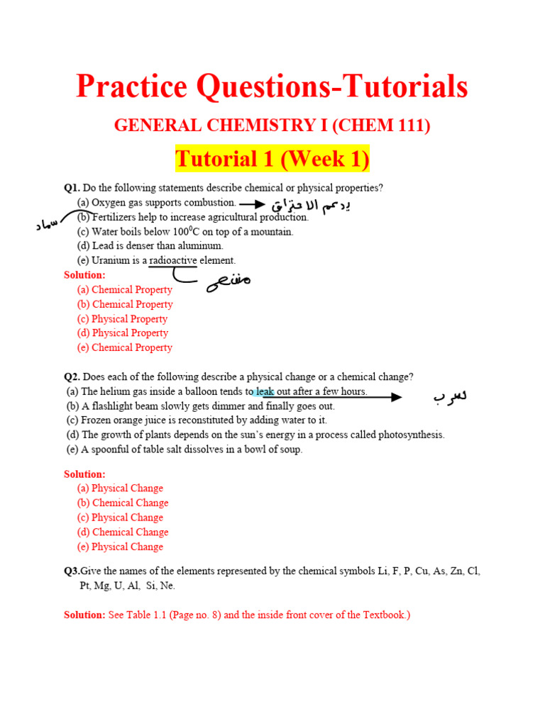 General Chemistry I Practice Questions | PDF | Atomic Orbital | Neutron