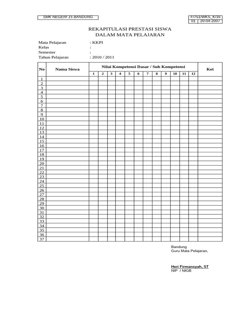 Rekap Prestasi KKPI SMK 15 Bandung | PDF