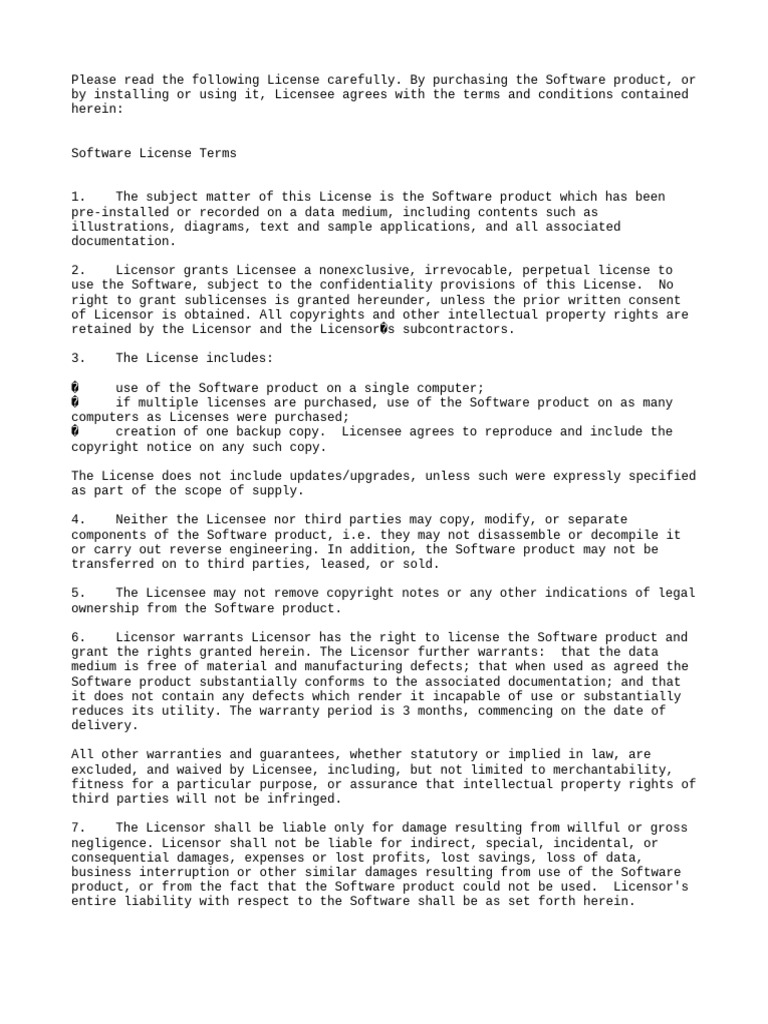 Software License Agreement Terms | PDF | License | Justice