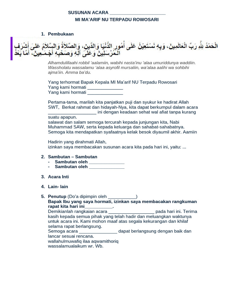 Susunan Acara Halal Bi Halal Pdf