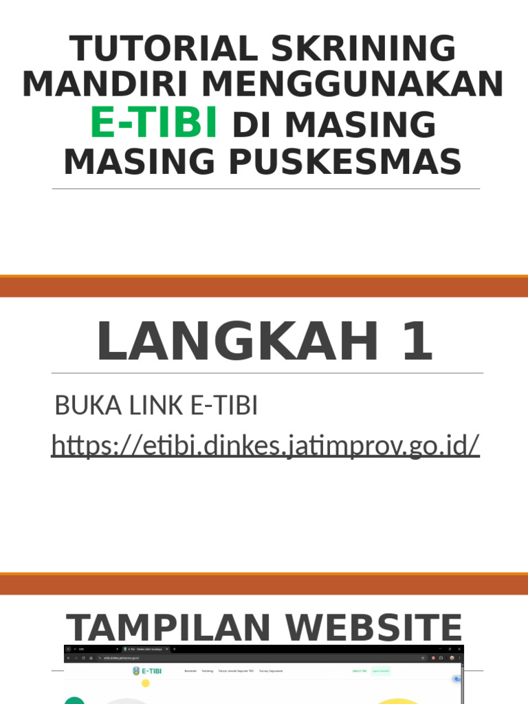 Tutorial Skrining Mandiri Menggunakan E-tibi Di Masing Masing | PDF