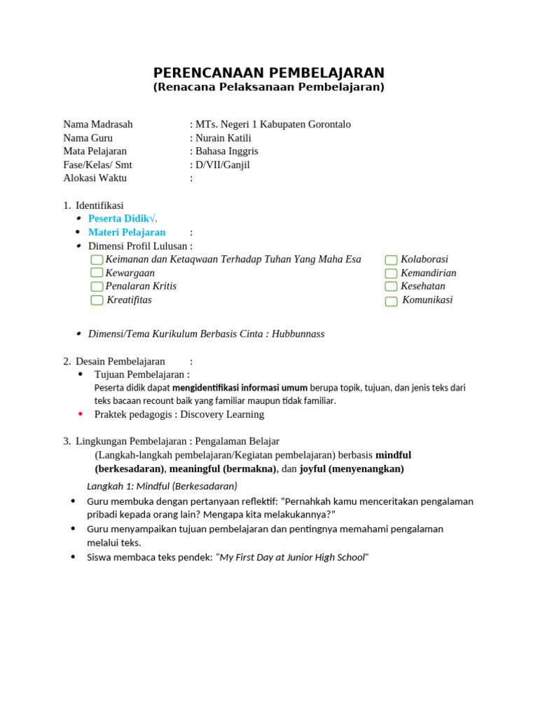 Perencanaan Pembelajaran Pdf