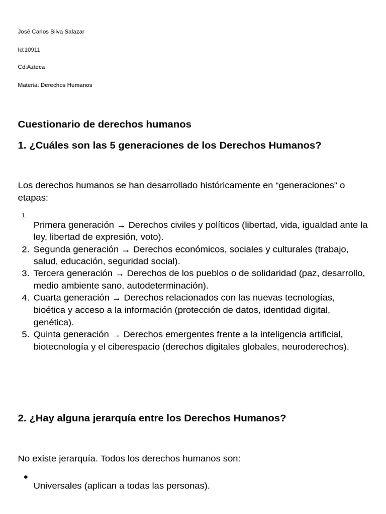 ¿Cuáles Son Las 5 Generaciones de Los Derechos Humanos | PDF | Derechos ...