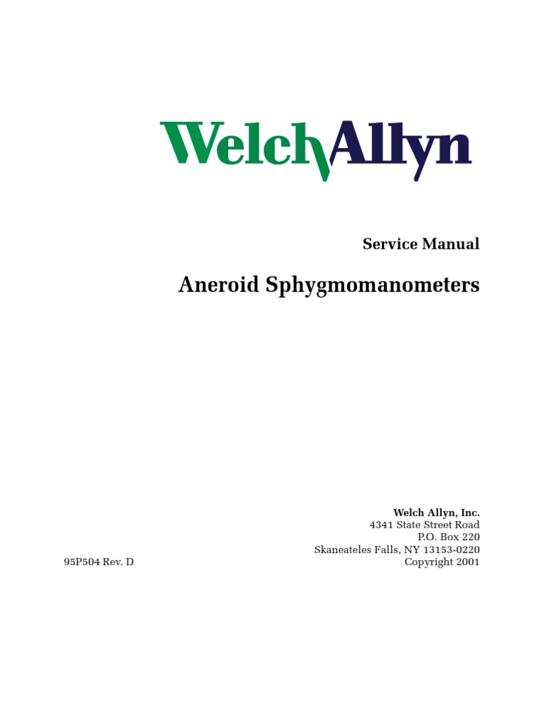 Aneroid Sphygmomanometers Service Manual PDF Pressure Measurement