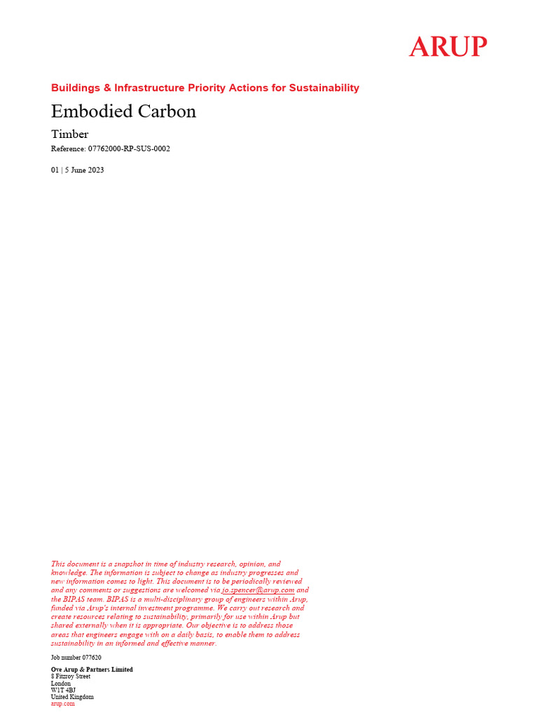 ARUP Embodied Carbon Timber v2 | PDF | Forest Management | Lumber