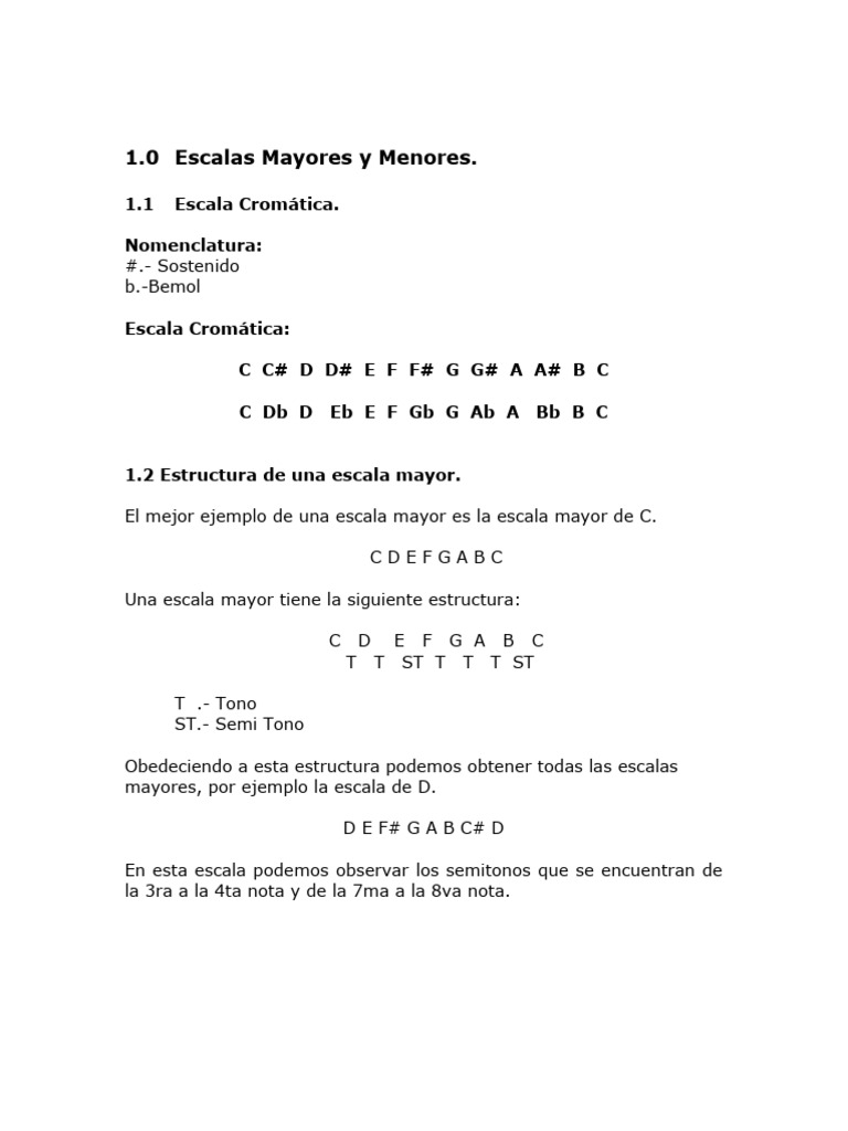Escalas Musicales: Mayores y Menores | PDF | Escala (música ...