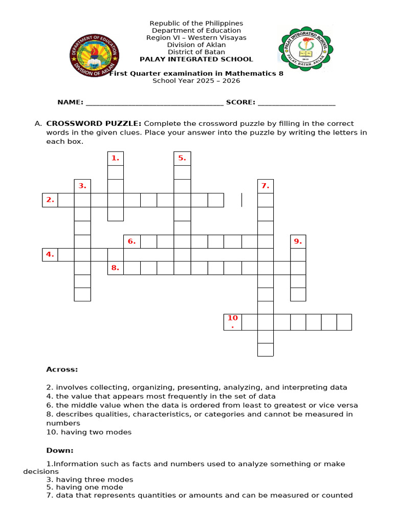 First Quarter Exam in Math 8 | PDF | Mean | Data