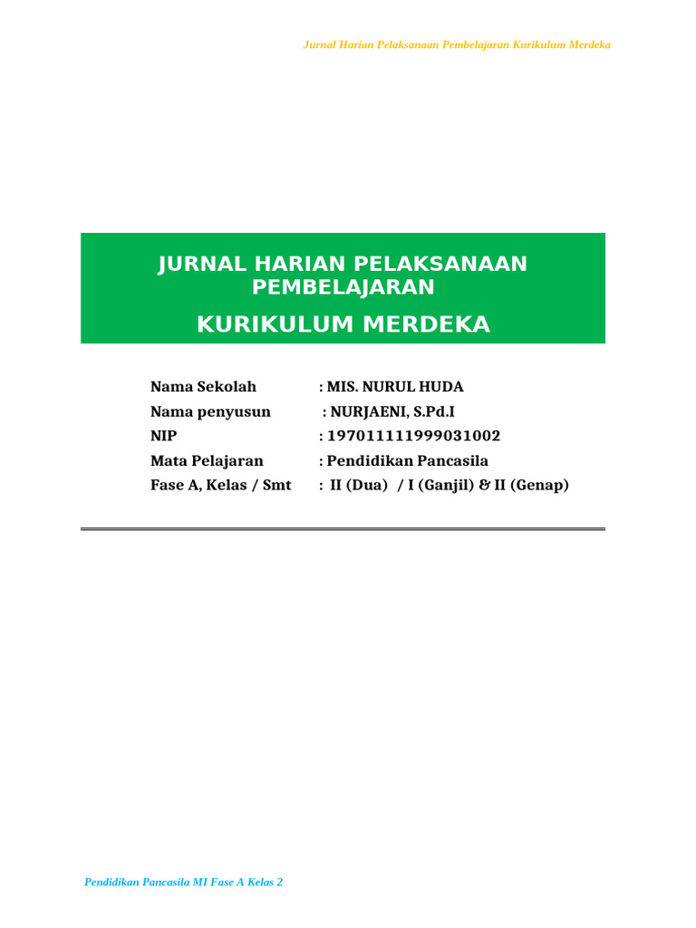 Jurnal Mengajar Harian Kurikulum Merdeka 1 | PDF