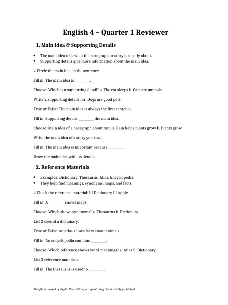 English 4 Quarter 1 Study Guide | PDF | Linguistics