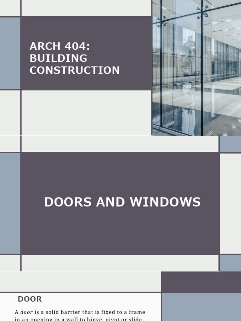 Building Construction: Doors & Windows Guide | PDF | Door | Window