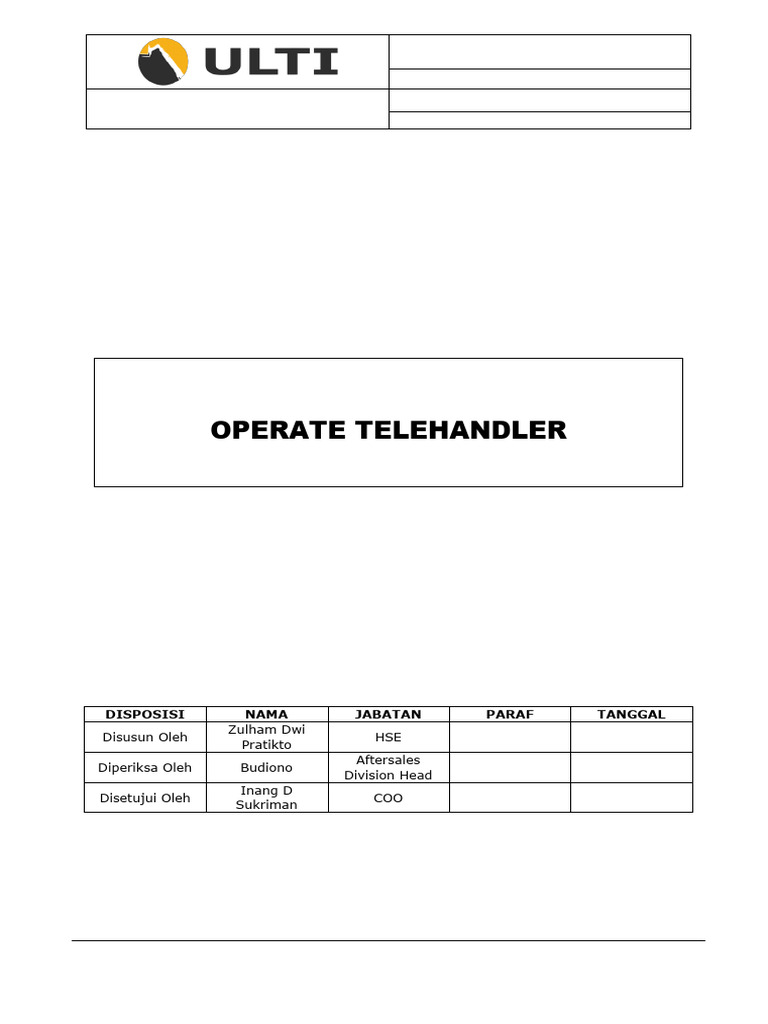 SOP Pengoperasian Telehandler Aman | PDF
