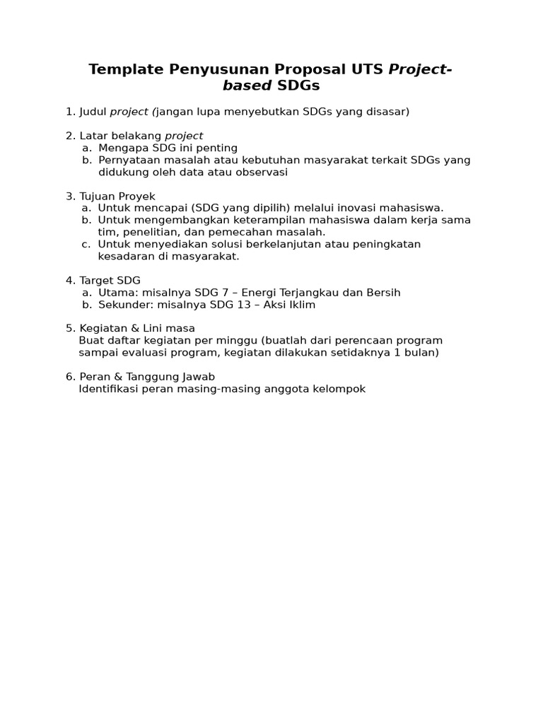 Proposal UTS Proyek SDGs Terstruktur | PDF
