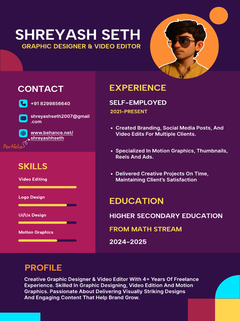 Graphic Designer & Video Editor Profile | PDF