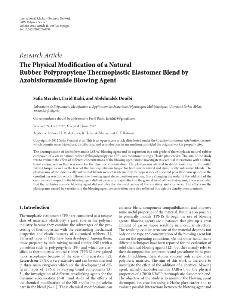 Thermoplastic Elastomer Modification with ABFA | PDF | Cross Link ...