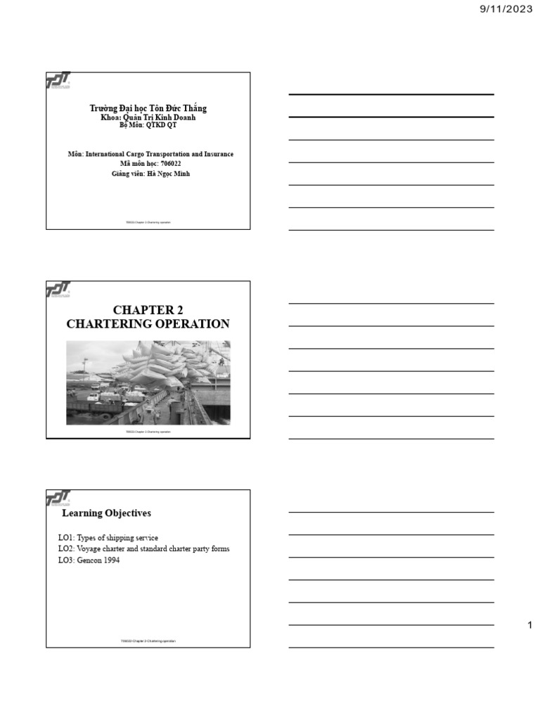 Chartering Operations in Cargo Shipping | PDF | Tonnage | Water Transport