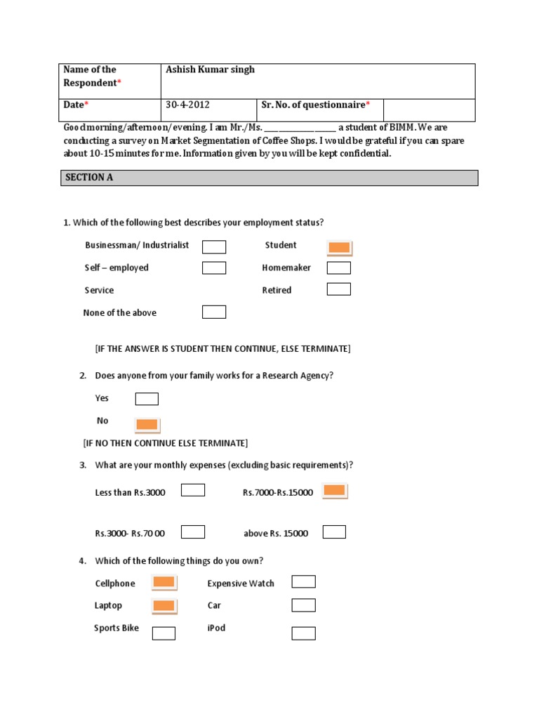 Coffee Shop Market Segmentation Survey | PDF | Coffee | Drink