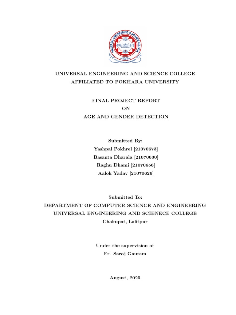 Age and Gender Detection System Report | PDF | Deep Learning | Computing