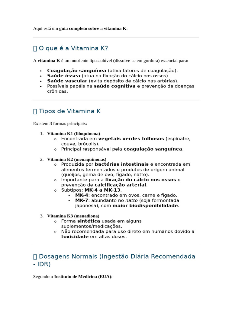 Guia Completo sobre Vitamina K | PDF | Vitamina