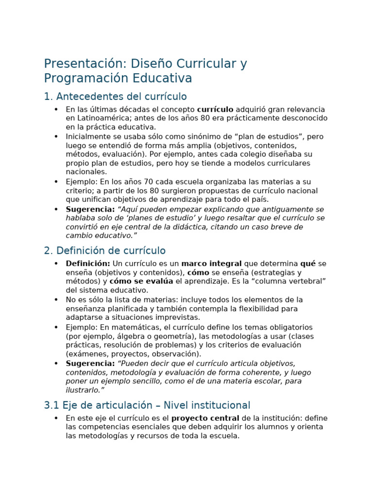 Diseño Curricular y Programación Educativa | PDF | Plan de estudios ...