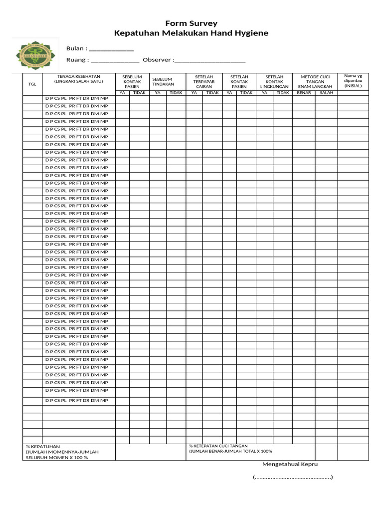Form Handhygiene | PDF
