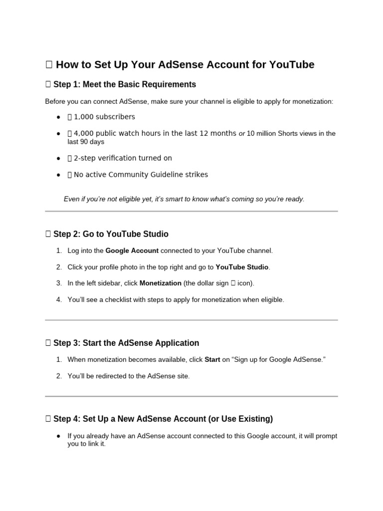 Setting Up AdSense for YouTube | PDF