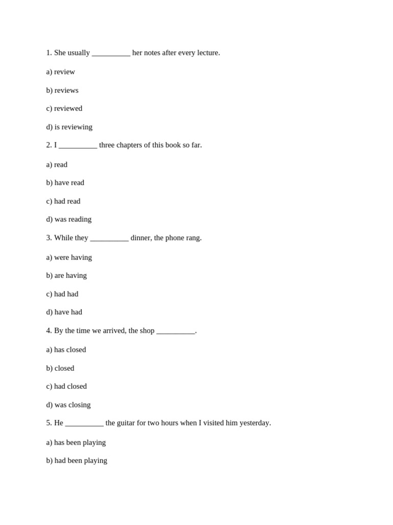 English Tense Practice Exercises | PDF | Chess Theory | Chess