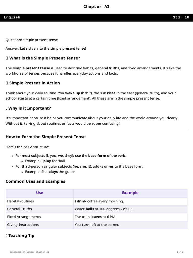 Understanding Simple Present Tense | PDF