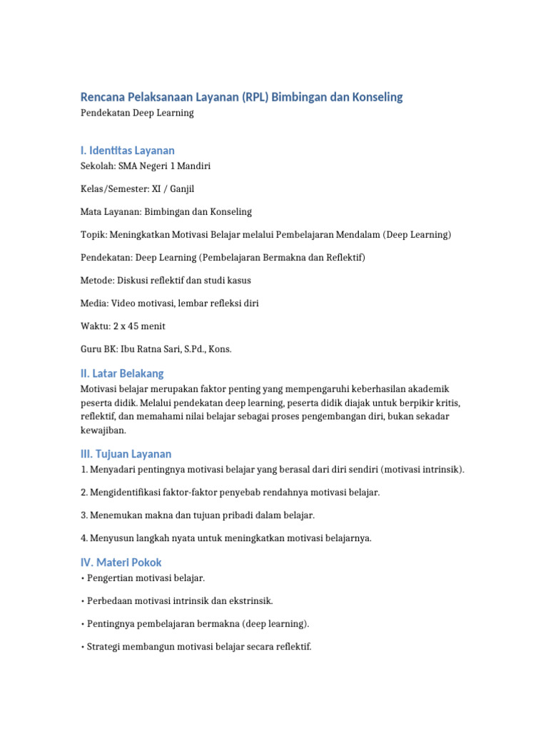 RPL Bimbingan Konseling Deep Learning | PDF