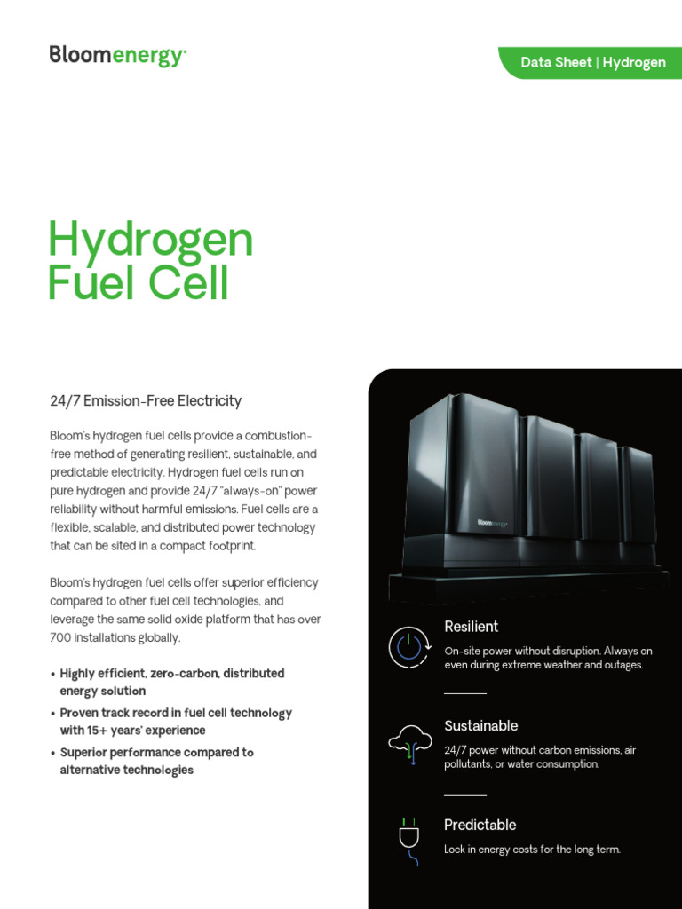 Hydrogen Fuel Cells for Emission-Free Power | PDF | Fuel Cell | Fuels