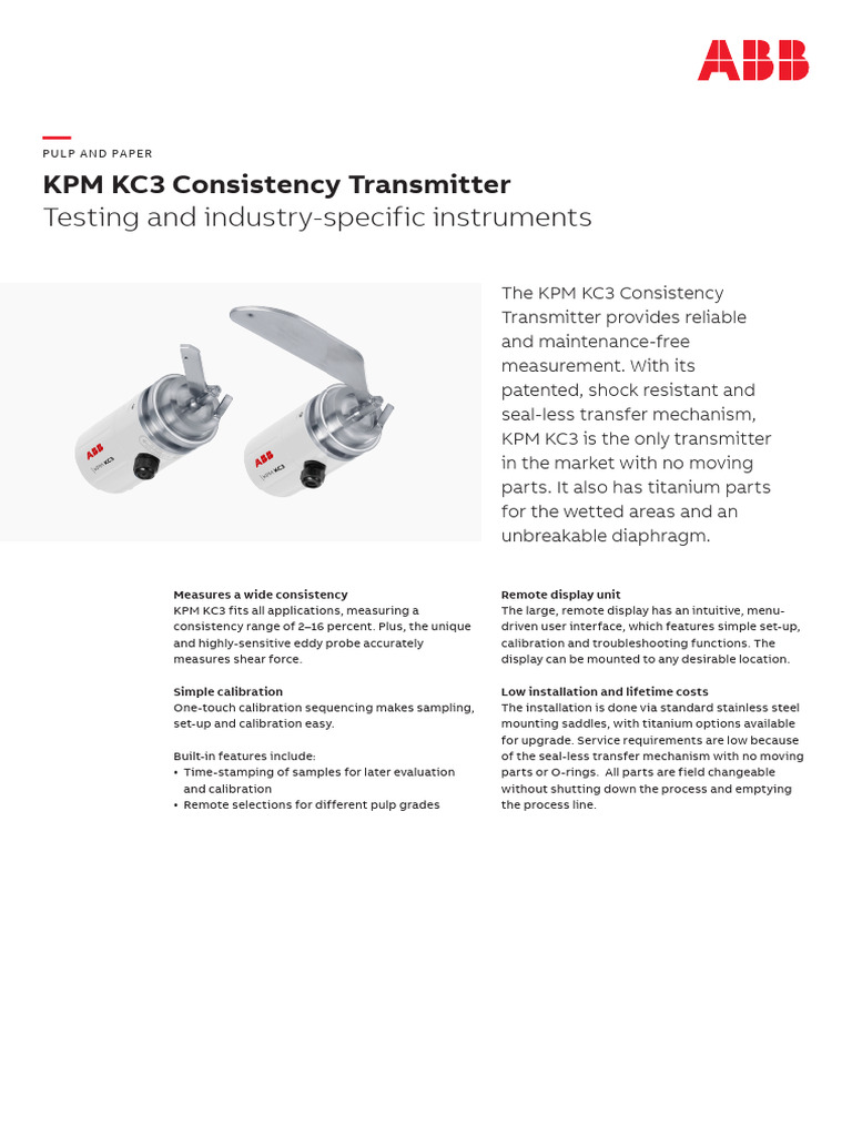 KPM KC3 Consistency Transmitter Overview | PDF | Calibration ...
