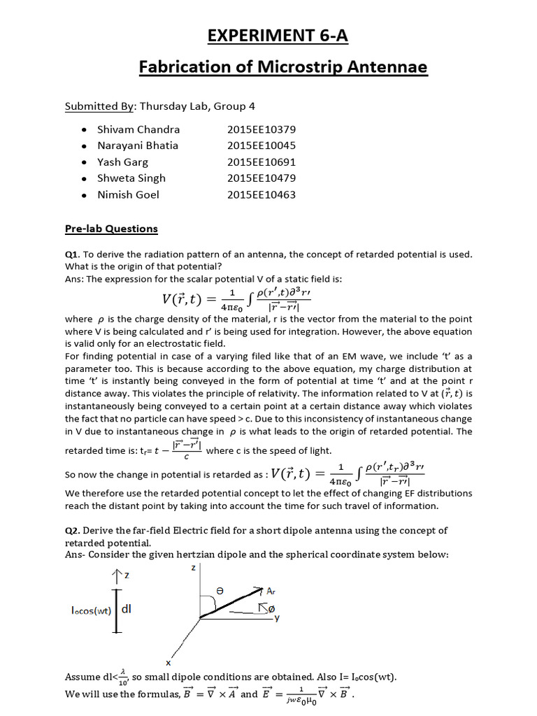 Exp 6a | PDF | Electric Field | Electromagnetism