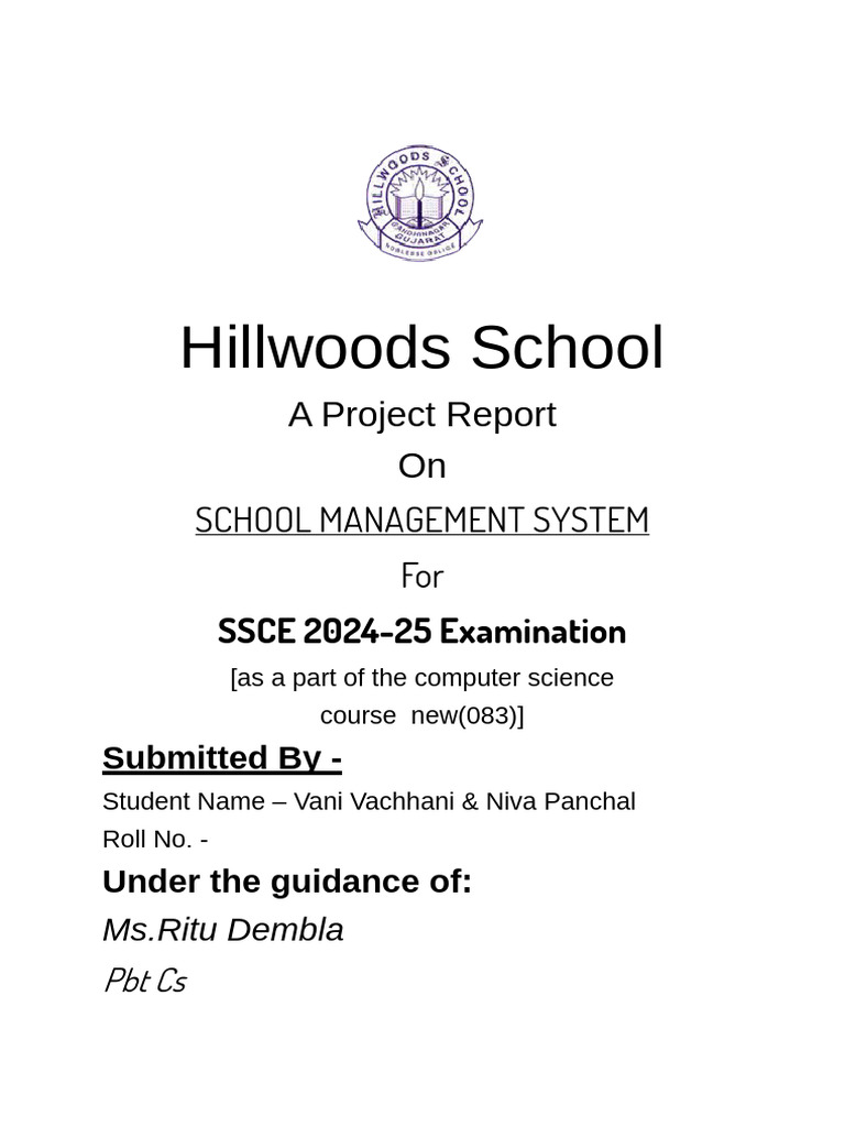 School Management System Project Report | PDF | Databases | Window ...