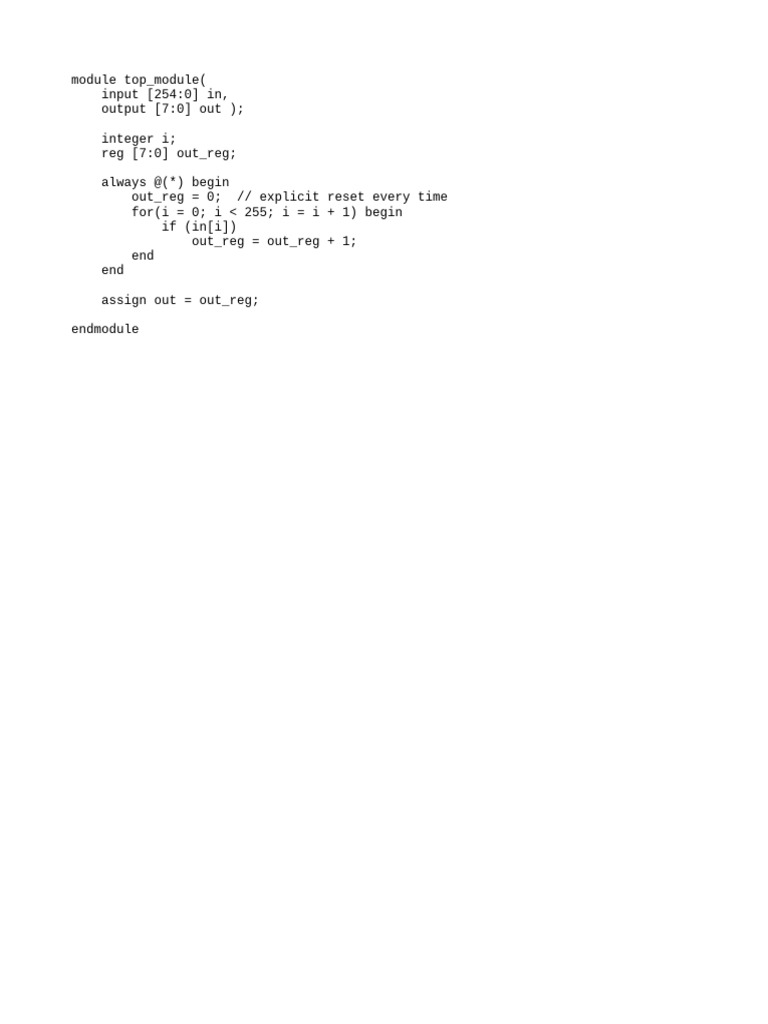 Combinational For-Loop - 255-Bit Population Count.V | PDF