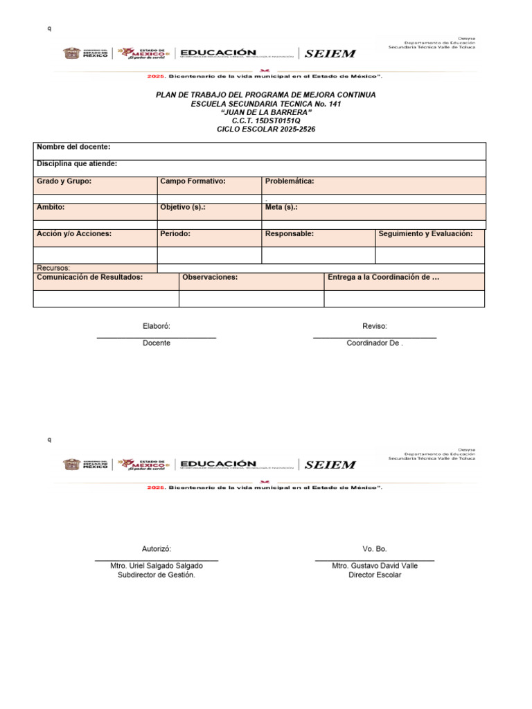 Plan de Trabajo PMC 2025-2026 | PDF